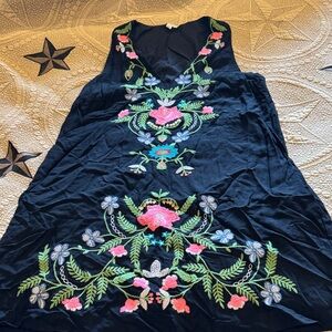 Floral Embroidered Black Dress